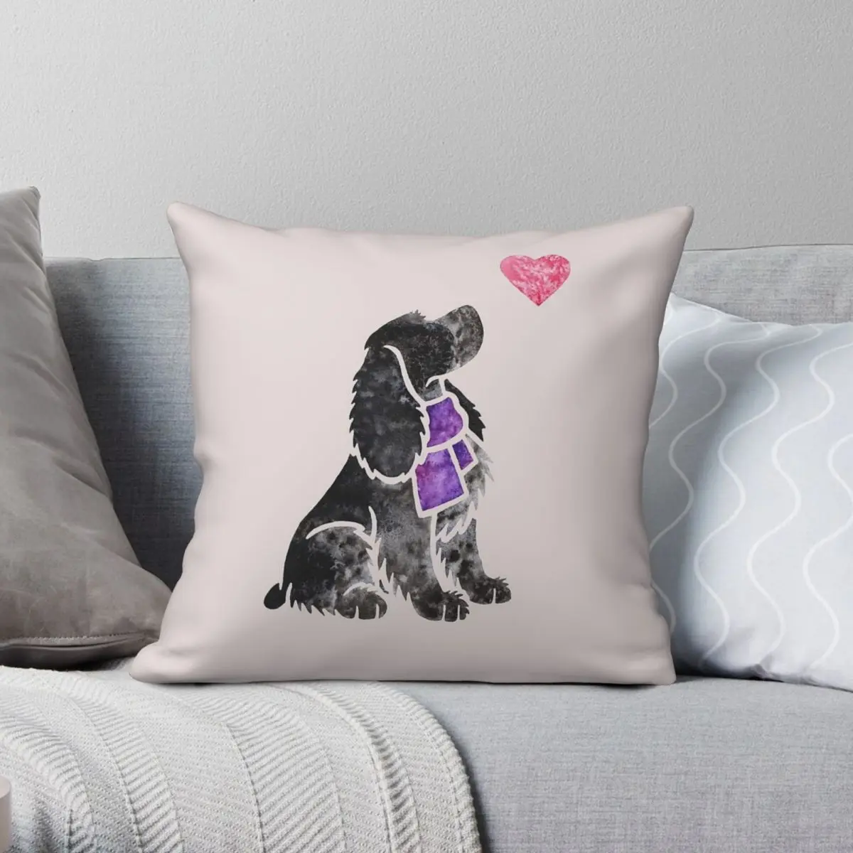 English Cocker Spaniel Pillowcase Polyester Linen Velvet Pattern Zip Decor Pillow Case Car Cushion Cover 45x45