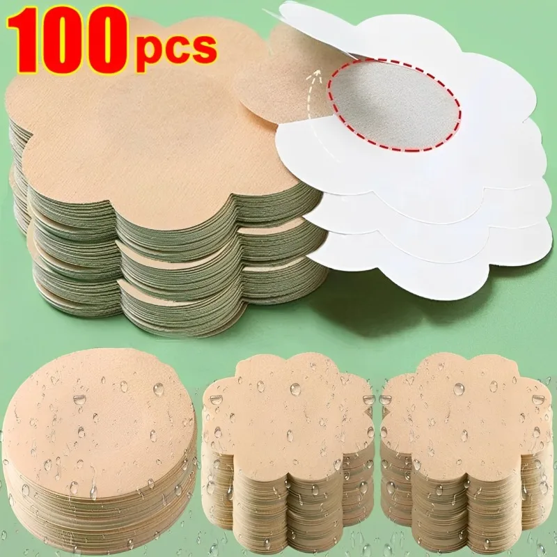 10/100pcs Nipple Pasties Breast Lift Tape Women's Invisible Overlays on Bra Stickers Chest One-off Nipple Covers Pads Lingerie