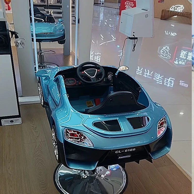 Children\'s haircut seat Barber shop Hair salon Special plastic simulation car for hair salon Four wheels can seat people Music