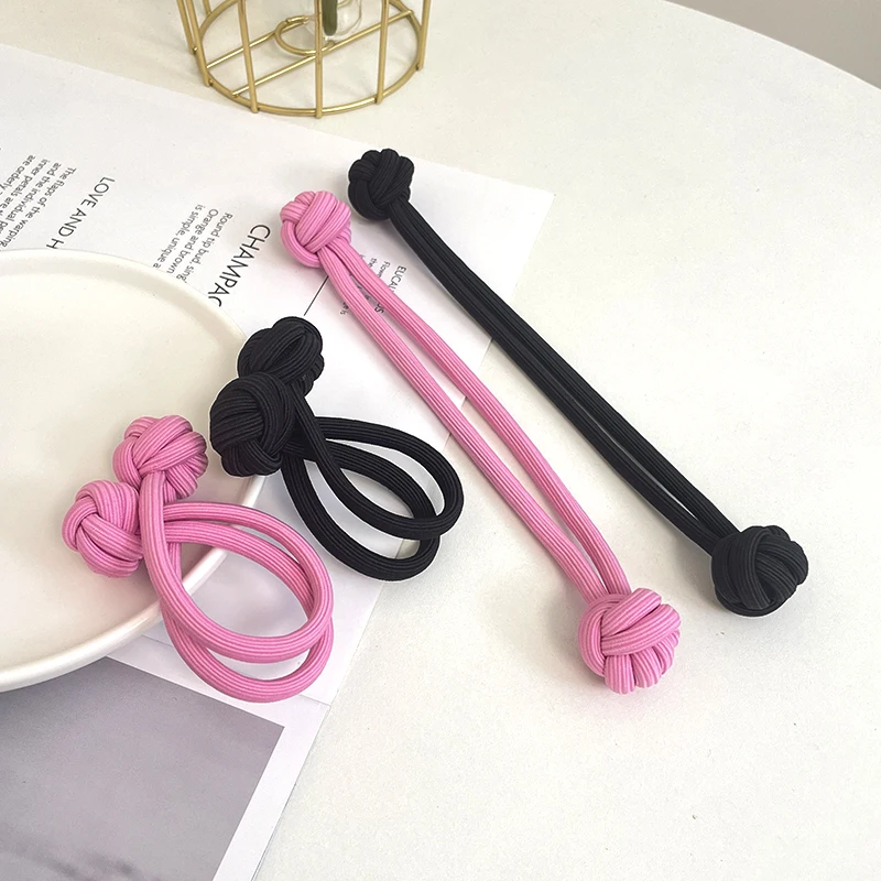 New Design Chinese Knot Head Rope High Horsetail Solid Color Rubber Bands Tie Fashion Versatile Durable Women Hair Accessories