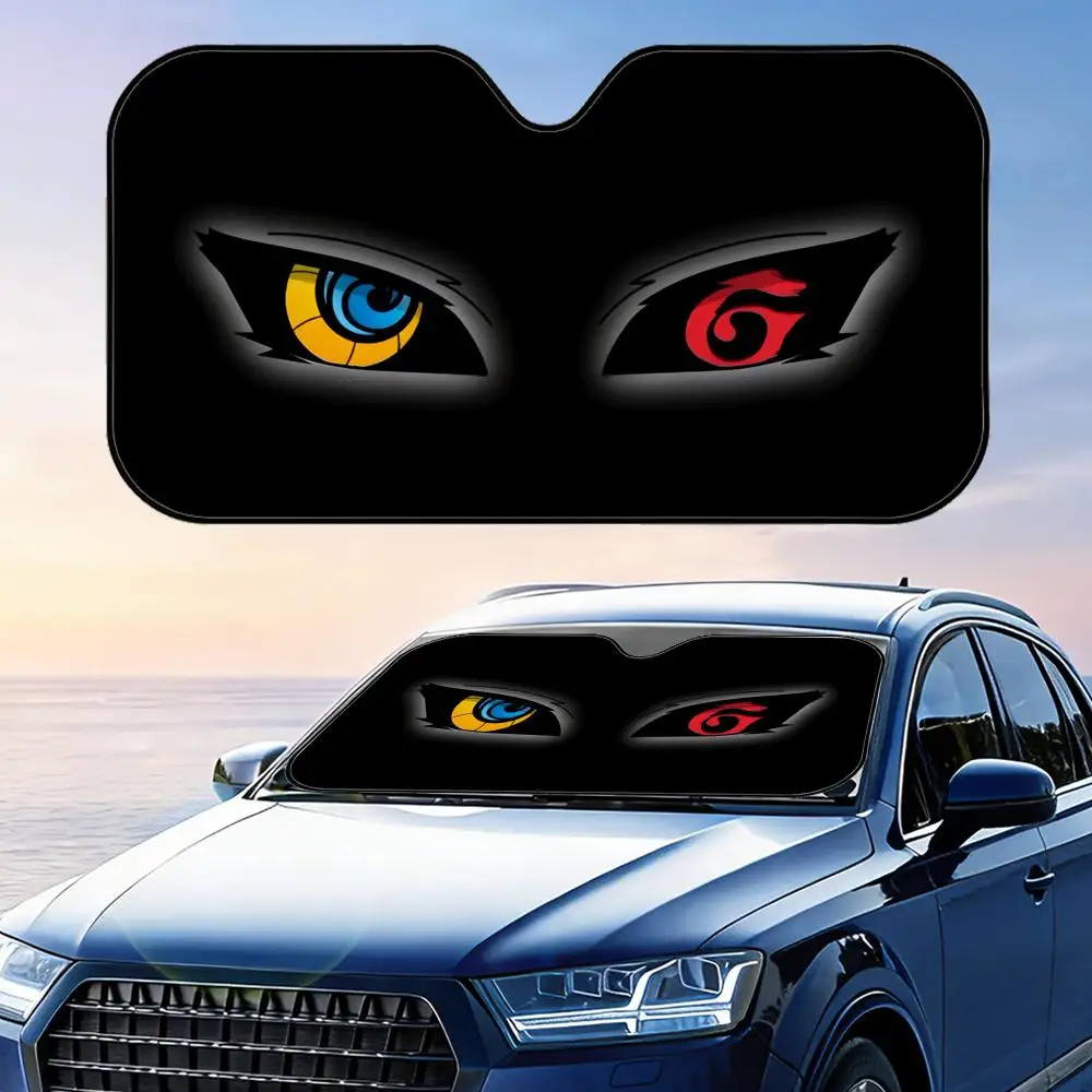 

Anime Eyes Sun Visor Reusable Aluminum Foil UV Protector Heat Three-layer Insulation Windshield Sunshades