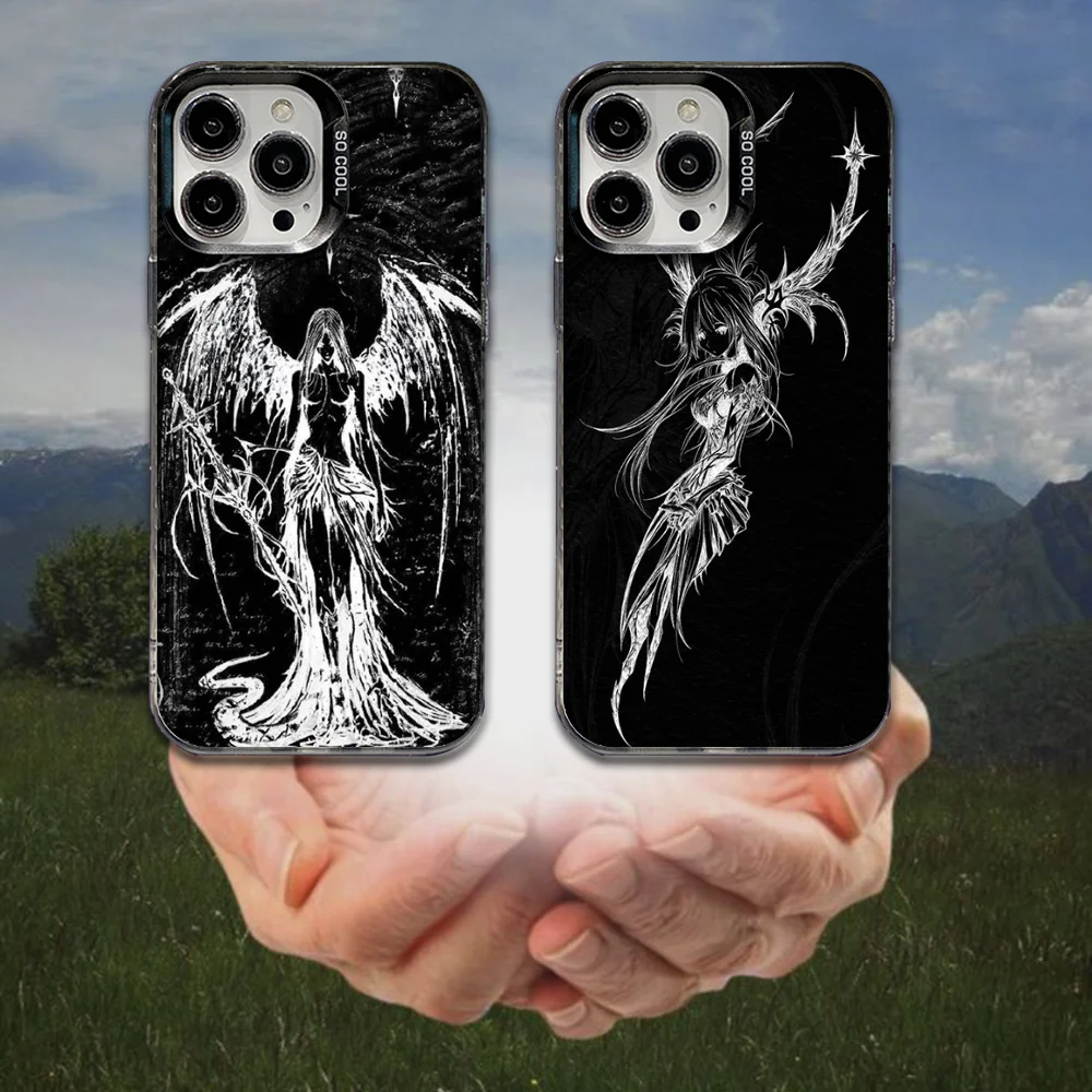 

Gothic Girl Sculpture Retro Phone Case For iPhone 16,15,14,13,12,11,8,7,Pro,Max,Plus,Mini,XS,SE Anti Fall Black Matte Hard