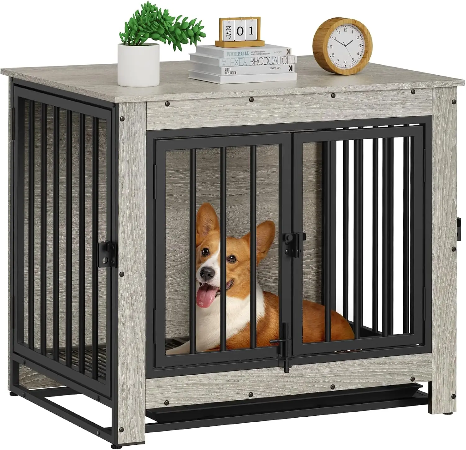 

Dog Crate Furniture, Dog Crate End Table for Small and Medium Dogs,Wooden Cage Kennel Furniture Indoor,