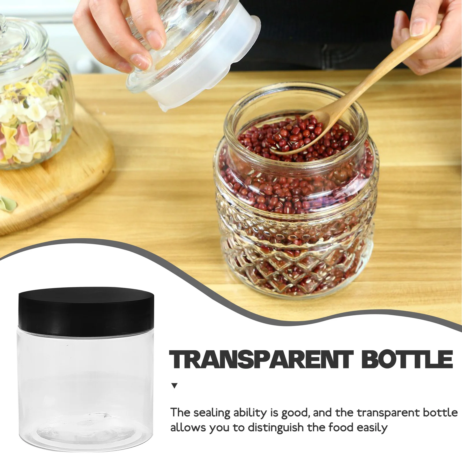 

8 Pcs Food Containers Plastic Jar Jars with Lids Air Tight Storage Transparent Small Canisters
