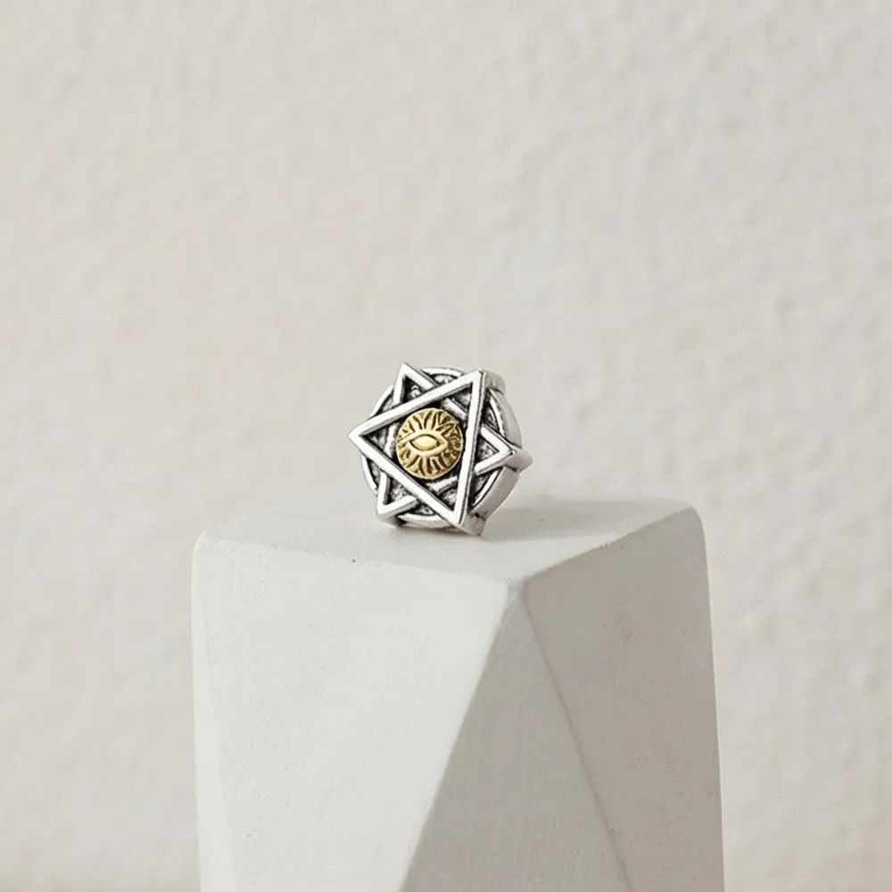 Magnetic Stud Earrings For Men Hexagram Eye of Providence No Piercing Fake Earings Clip On Ear Punk Goth Stainless Steel Jewelry view 5