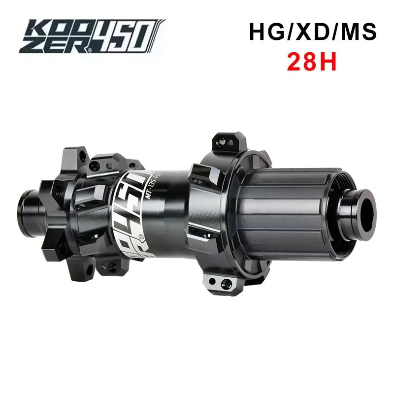 Koozer 450 rear 28 Holes Straight Pull 6 Bolts HG XD MS CR-MO Steel Axle 5x135 10x135 12x142 11 12s MTB Bicycle Hubs Bike Parts