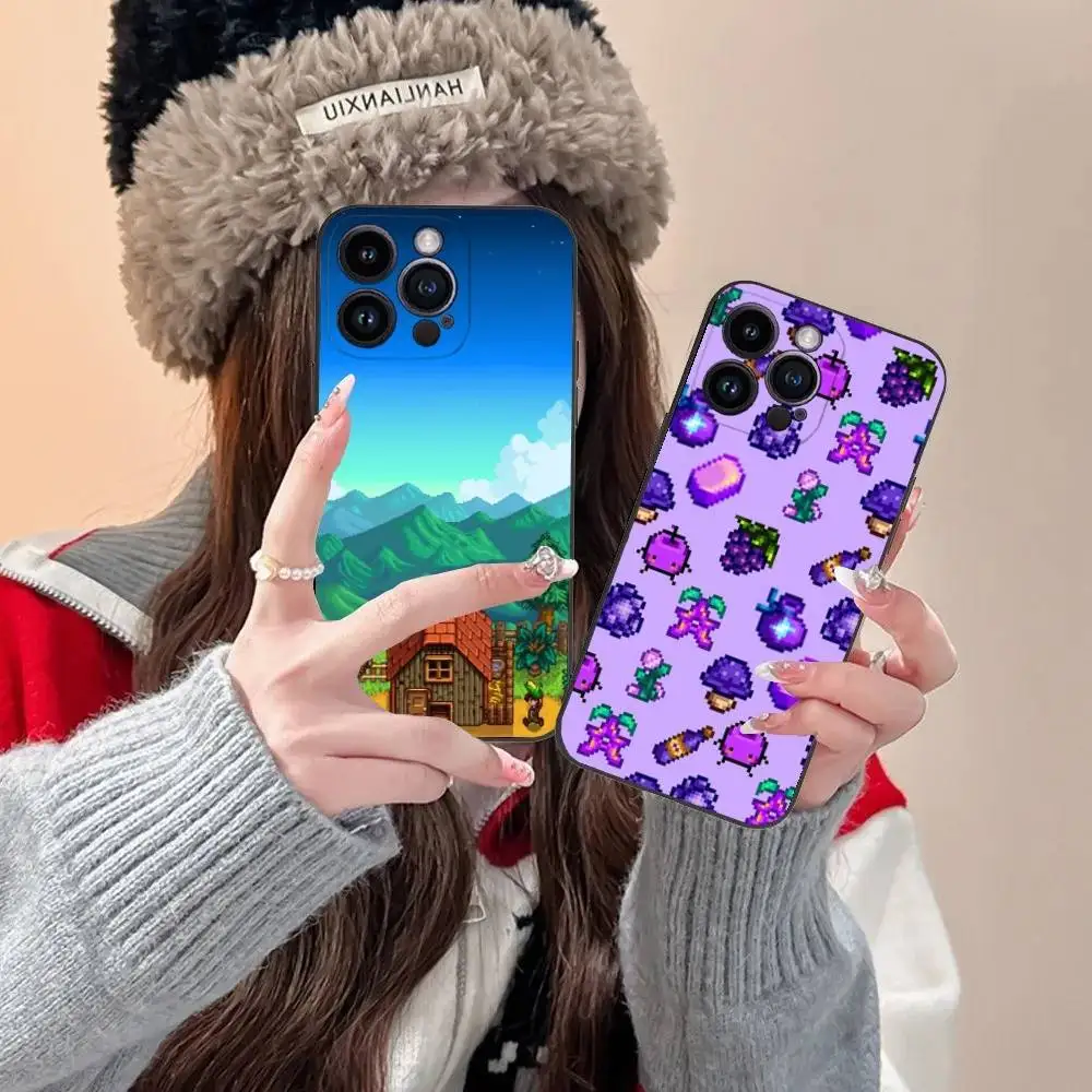 

S-Stardew Game V-Valley Phone Case For iPhone 16,15,14,13,12,11,Pro,XS,Max,XR,Plus,E,SE4,Mini Black Fashion Cover