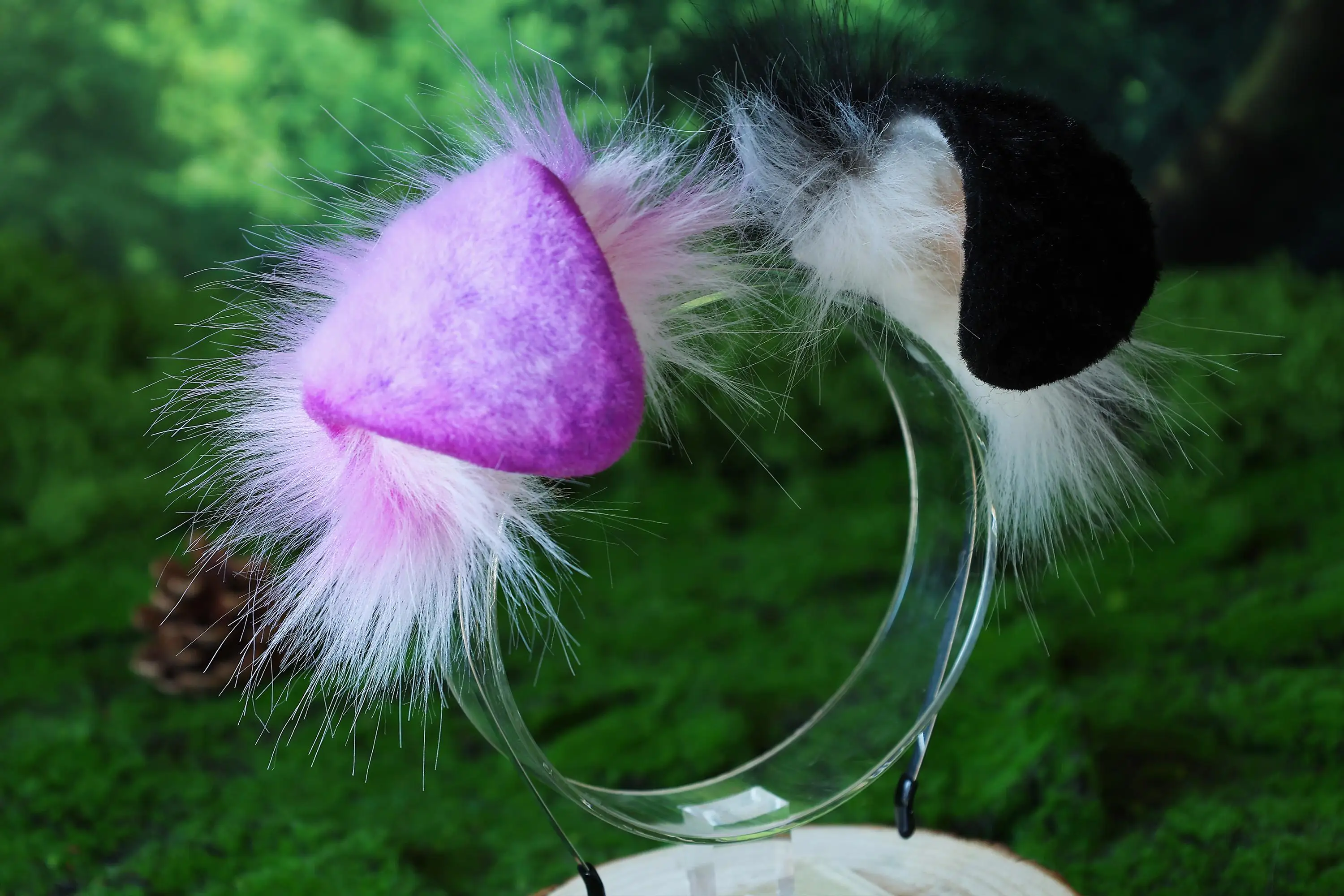Light purple sheepdog ears and tail set, dog cosplay costume, animal ear headband, faux fur tail, Halloween costume 3