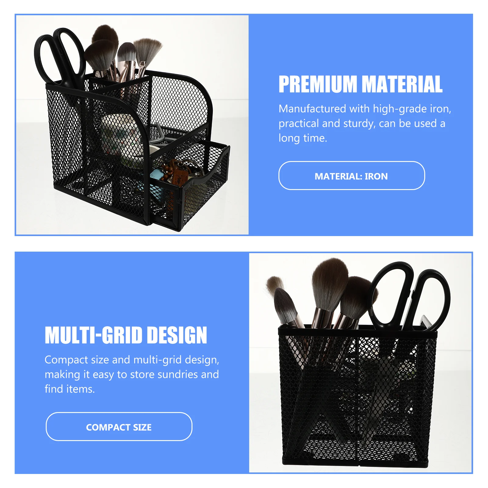 

Металлический держатель для ручек с несколькими сетками, ящик для хранения, настольный органайзер, держатель для офисных принадлежностей, ювелирные изделия, канцелярские принадлежности, чехол для мелочей