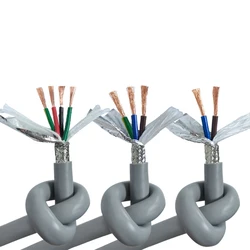 TRVVP 18 24 22 20 17AWG Heat-Resistant Wire Double Shielded Cable 2 3 4 Core Gray Insulated Oil Resistant CNC Cable