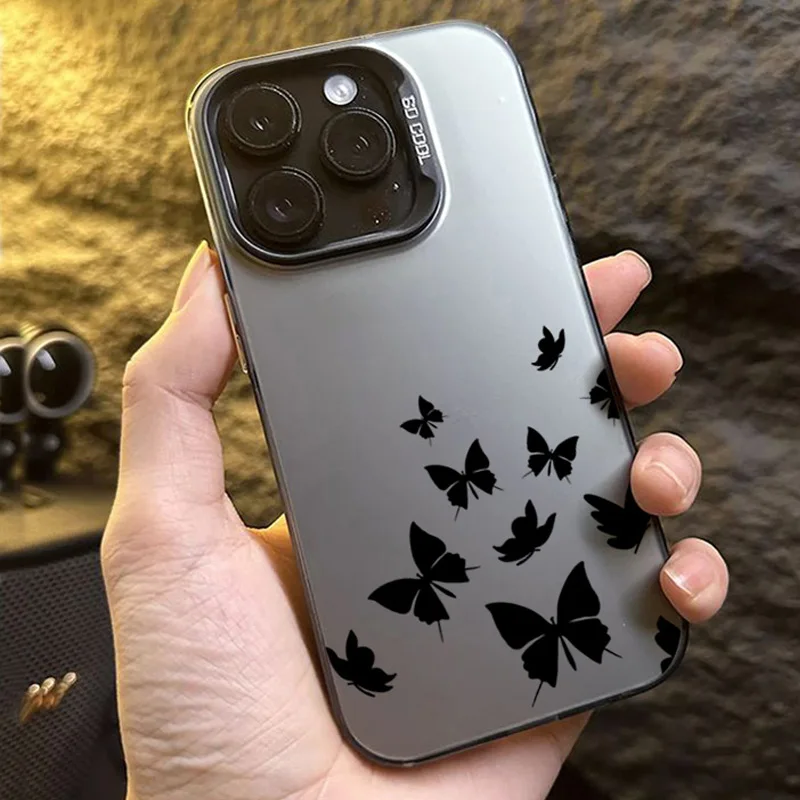 

Pop For IPhone 15 Shockproof Drawing Butterfly Lens Protect Plating Cover Case