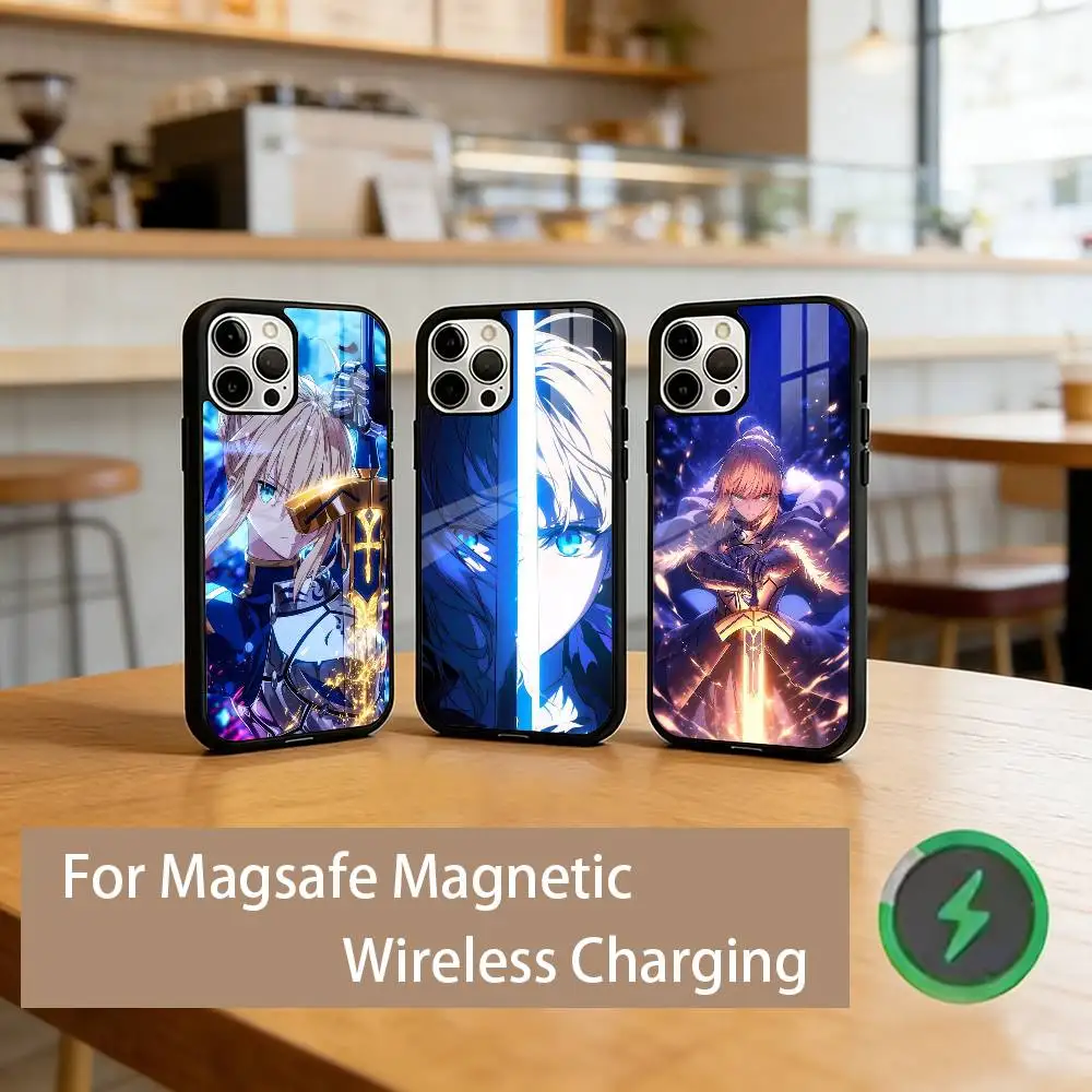 

F-FGO S-Saber Phone Case For iPhone17,16,15,14,13,12,11 Plus,Pro Magnetic with Magsafe Wireless Charging