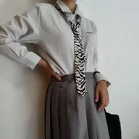 Black and white leopard print hand tie Narrow Tie Ultra-Narrow for Men/Women School Style Shirt Decoration