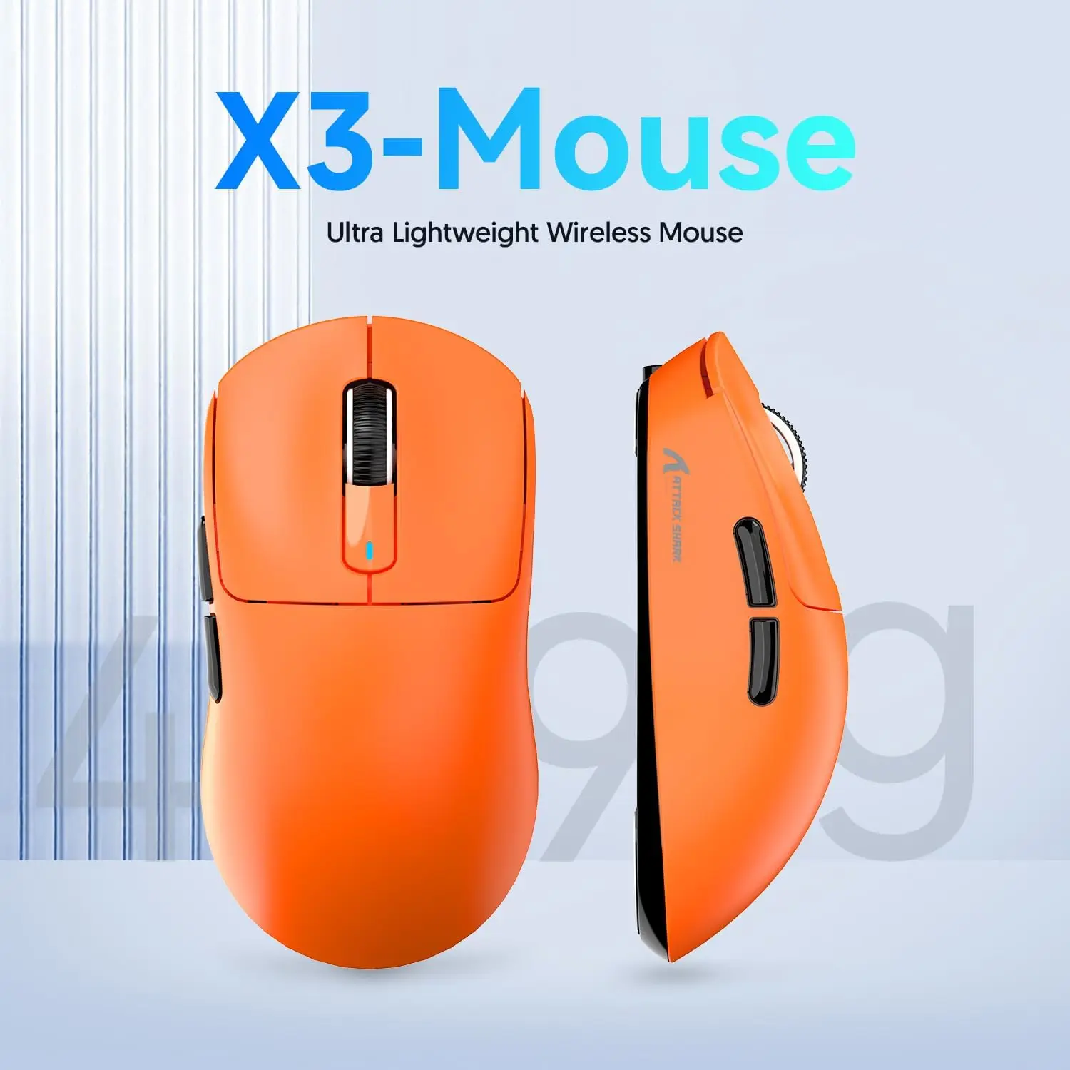 ATTACK SHARK X3 Tri-Mode-Gaming-Maus, PixArt PAW3395-Sensor, 26K DPI, 49g Ultralight, BT/2,4G Wireless/Wired, für PC-Gamer