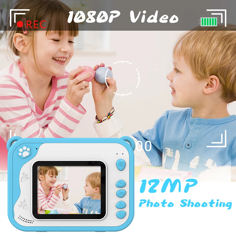 Uleway Instant Print Camera, 2.4'' Camera for Kids & Teens, 1080P with 32GB Card & 3 Rolls Photo Paper