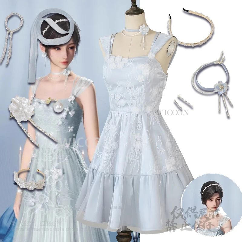 

Heroine Cosplay Costume Blue Dress Lolita Set Necklace Dress Outfits Women Game Love and Deepspace Halloween Party Customized