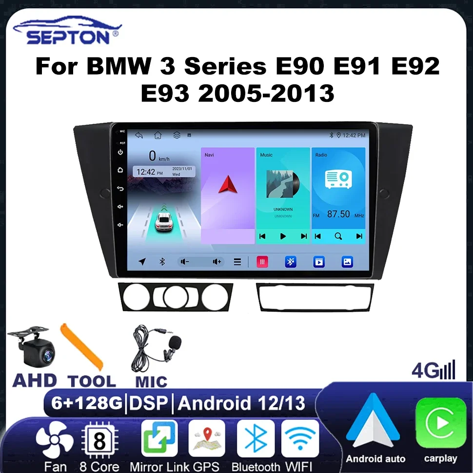 

SEPTON 4G Android Car Radio for BMW 3 Series E90 E91 E92 E93 2005-2013 2 Din Car Screen Multimedia Wireless CarPlay Android Auto