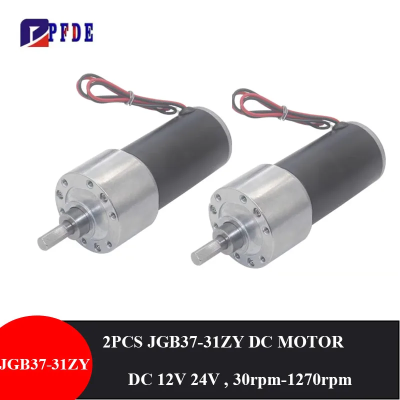 

2PCS JGB37-31ZY DC 12V 24V Permanent Magnet Geared Motor Large Torque High Power adjustable speed forward and reverse motor