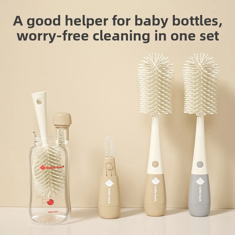 

Силиконовая щетка для детских бутылочек 3-в-1 со съемным очистителем сосков для чистки детских бутылочек и чашек