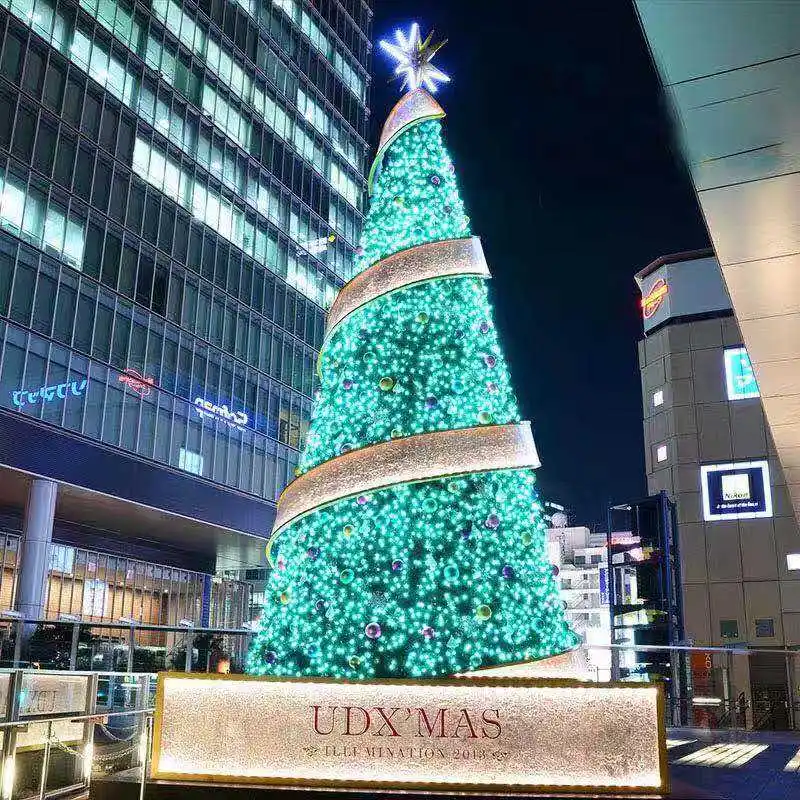 

Custom Commercial 5m 6m 7m 10m 15m 20m Large Outdoor Giant Christmas Tree With Light for Shopping Mall Hotel