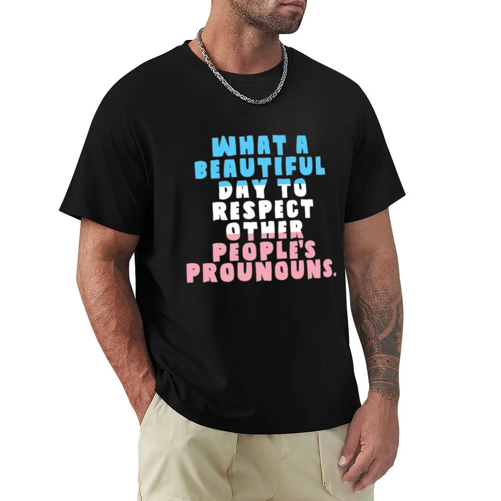 

What A Beautiful Day to Respect Pronouns T-Shirt Casual Pattern Print Tee Shirt