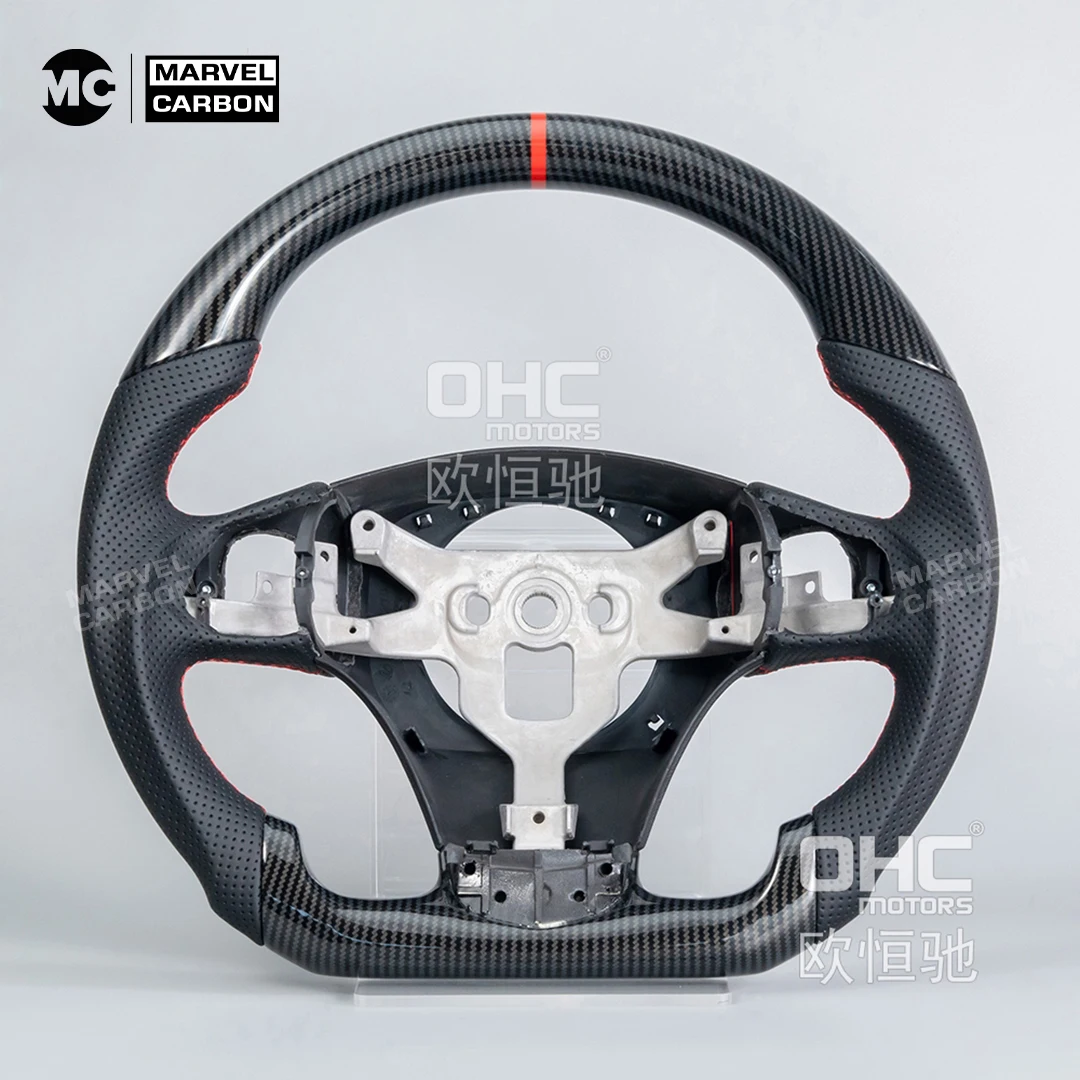 100% Pure Carbon Fiber Customized Steering Wheel For Chevrolet Corvette C6/12-13 Red stitching No Airbag