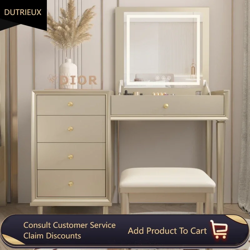 

Modern Jewelry Dressing Table Design Gold Luxury Mirror Dressers Drawer Makeup Tocador De Maquillaje Bedroom Furniture