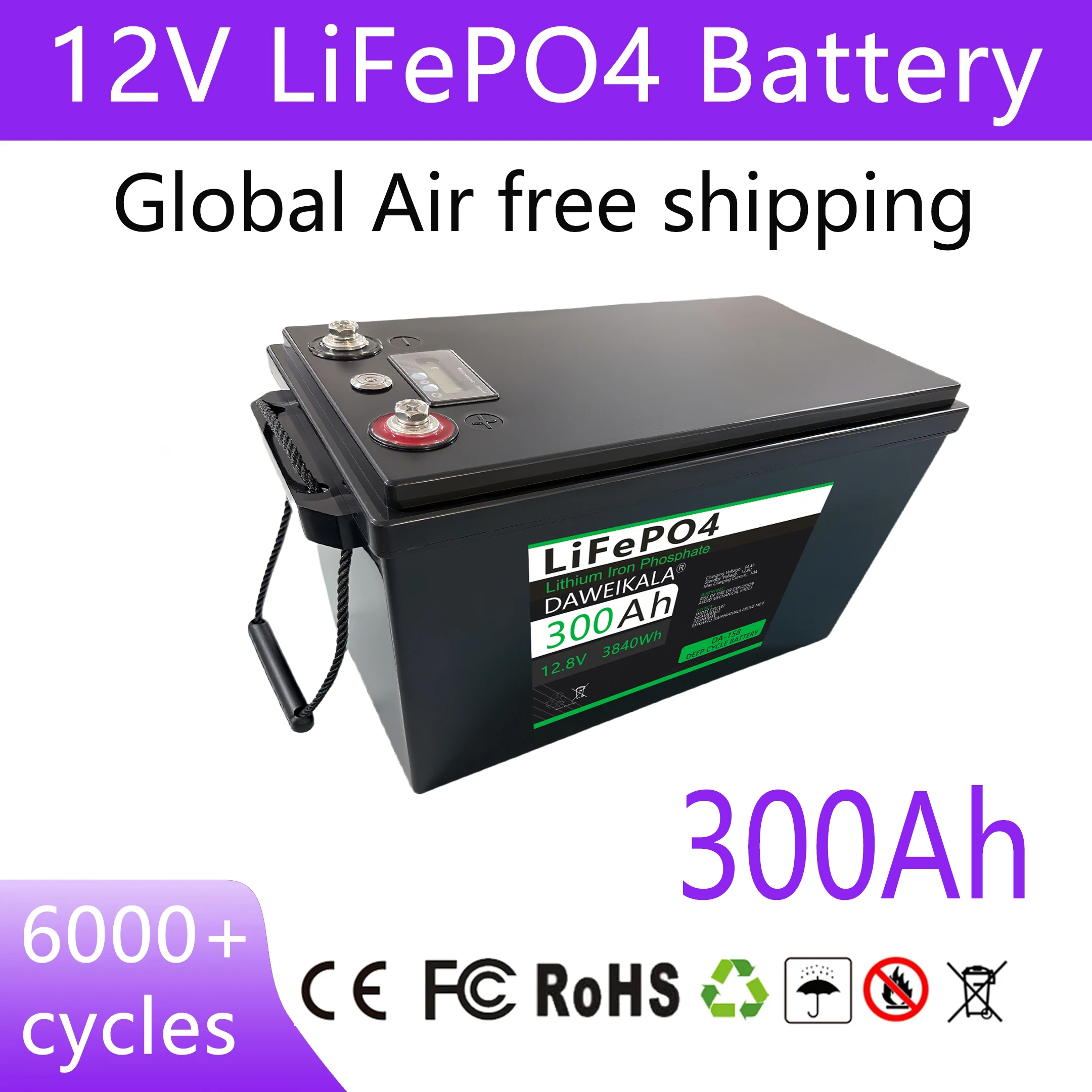 بطارية ليثيوم 12 فولت 200 أمبير 300 أمبير في الساعة 12 فولت/24 فولت 100 أمبير LiFePO4 مع BMS محسنة 8000-15000 دعم الدوائر العميقة في السلسلة/المتوازية #1