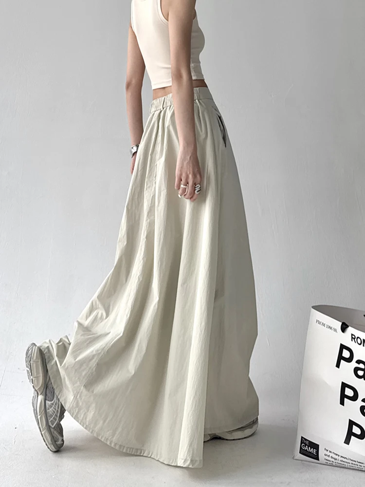 Sommer-Arbeitskleidung, leichter Stoff, asymmetrischer Rock mit hoher Taille, Damen-Sommerrock mit hoher Taille, A-Linie, langer Rock