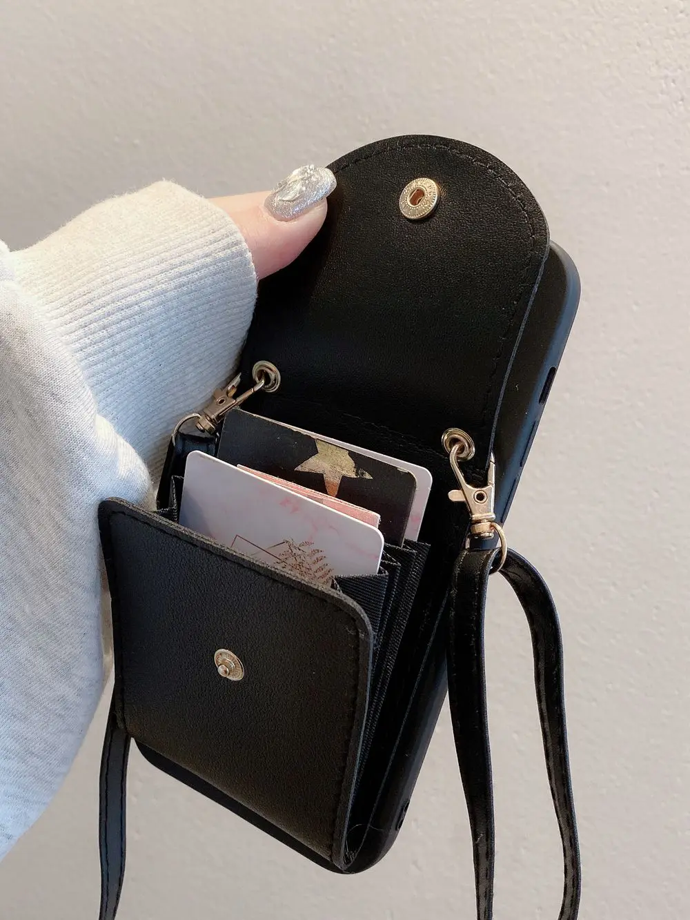 Wallet Leather Crossbody Neckband Lanyard Phone Case for iPhone 16 11 15 13 14 Pro Max XR X XS Max Multi Card Slot Purse Cover