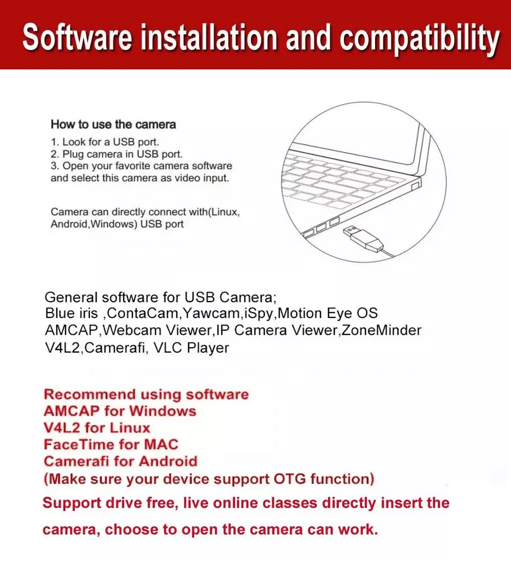 Imagem -06 - Webcams de Vigilância Full hd para Laptop Video Cam Usb Câmera de Cctv para Computador Otg Android Telefones tipo c 1080p Novo