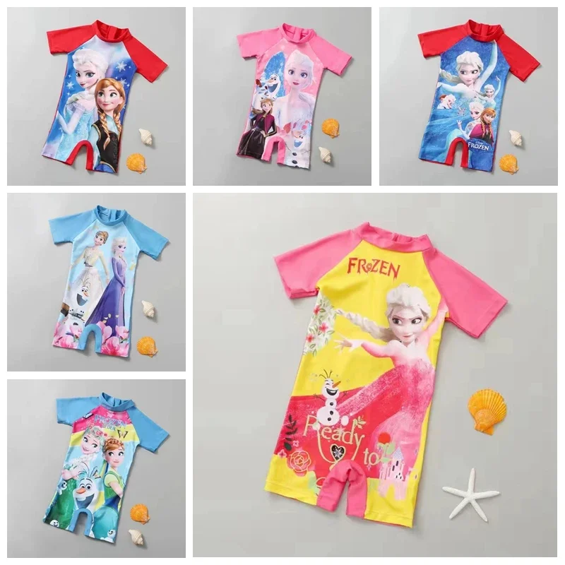 Children One Piece Swimsuit Girls Bathing Suit Cartoon Princess Frozen Elsa Minnie Mouse Pattern Swimwear Bikini Beach Swimwear