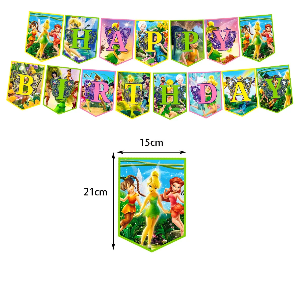 Cartoon Little Fairy Tinker Bell Princess Theme Birthday Party Supplies Balloons Baby Shower Custom Background For Girl Gifts