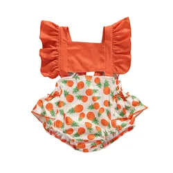 Zomer Pasgeboren Baby Meisjes Ananas Flamingo Print Romper Voor Baby 'S Kleding Mouwloze Jumpsuit Playsuit Baby Kleding