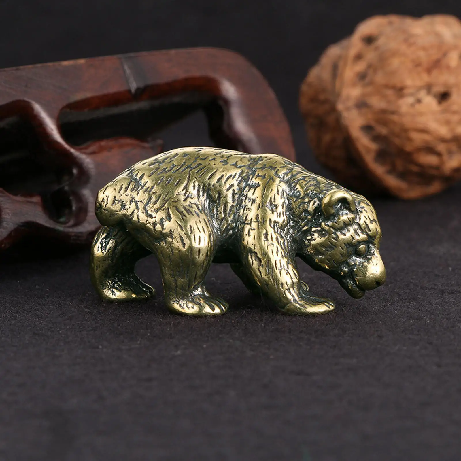 Brass Bear Mini Animal Statue 4 x 2.1 cm Ornament for Bedroom Car Home