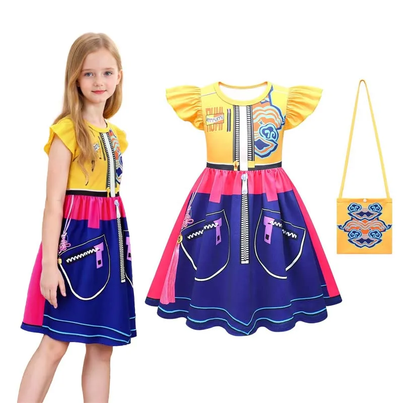 

Demon Hunters Anime Rumi Copslay Costume Cute Cartoon 3D Print Ruffle Sleeve Dance Wear Halloween Princess Christmas Dress 4-10Y