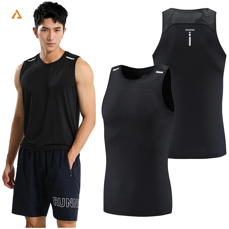 

Summer Quick Dry Sports T Shirt For Men Solid Color Sleeveless Gym Muscle Tank Top Fitness Tops Bodybuilding Running Tees WM0602