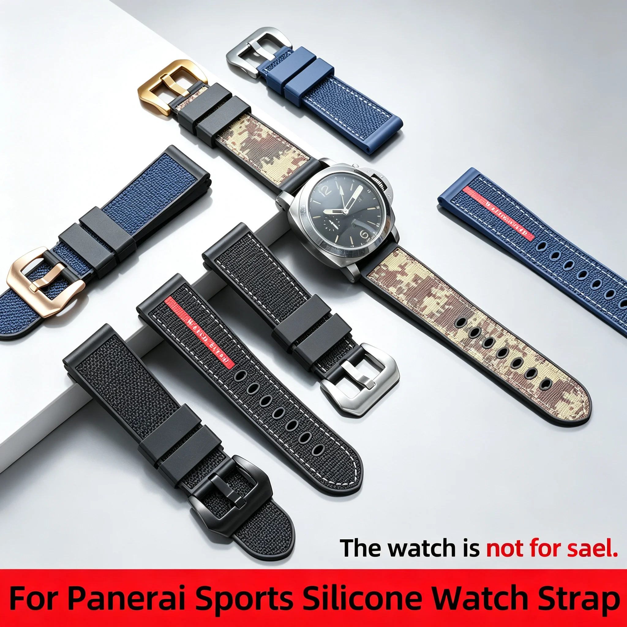 Sports Waterproof Silicone Watch Strap For Panerai LUMINOR PAM01653 PAM01518 Rubber Watch Band Replacement 24mm 26mm Men Strap
