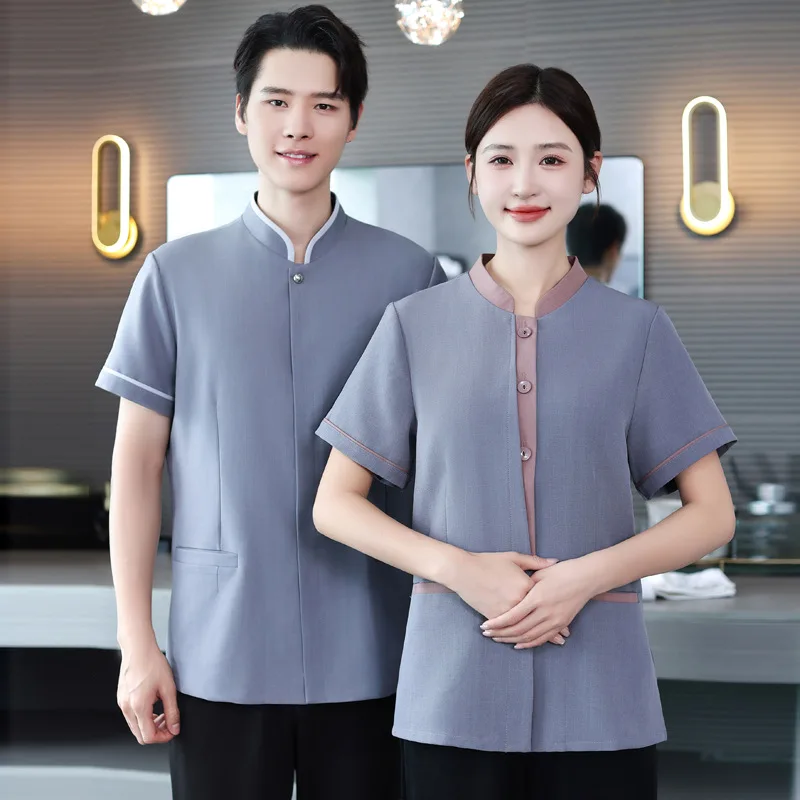 호텔 객실 청소원 유니폼 프로퍼티 호텔 몰 공공장소 위생 작업자 유니폼 여름 짧은 소매