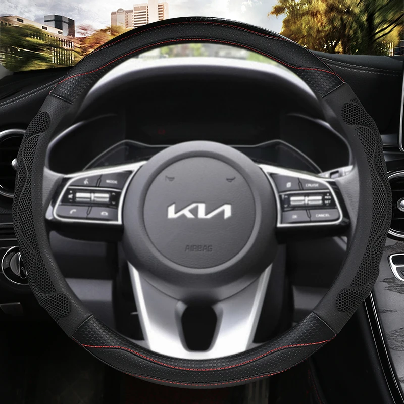 

PU Leather Car Steering Wheel Cover 38cm 15" For Kia Seltos 2021 2022 2023 K3 2019-2023 Niro 2017-2019 2023 Auto Accessories