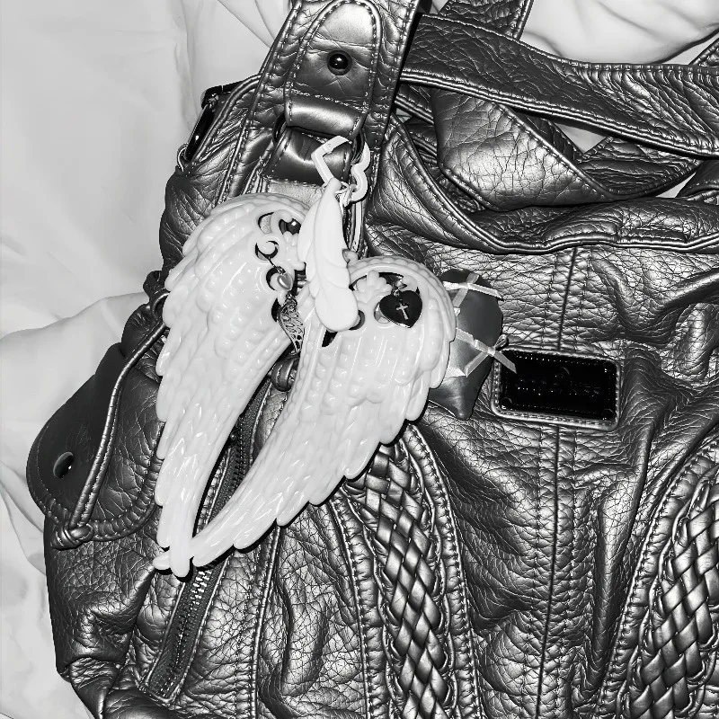 Y2K брелок с крестом, подвеска с крыльями ангела для женщин и девочек, сумка, готическое кольцо с подвесками, анти-потерянный ремешок для телефона, уникальный модный аксессуар