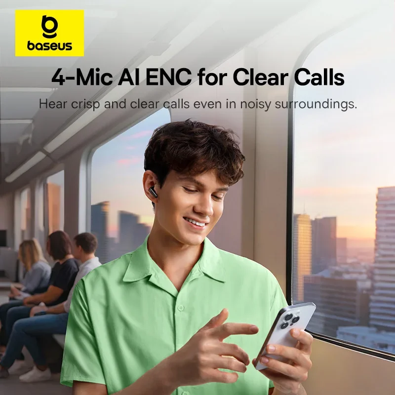 Baseus Bass EP10 NC -43dB إلغاء الضوضاء ANC سماعات أذن لاسلكية حقيقية بلوتوث 6.0 سماعات أذن لاسلكية 4 ميكروفونات ENC سماعات أذن
