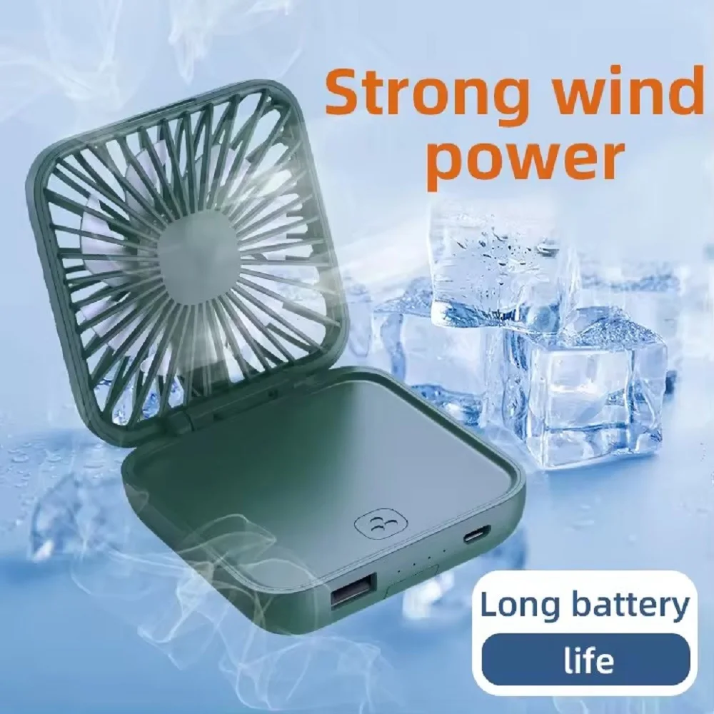 

Mini Portable Folding Fans USB Charging 5000mAh Power Bank Portable Handheld Desktop Multi Function Fan