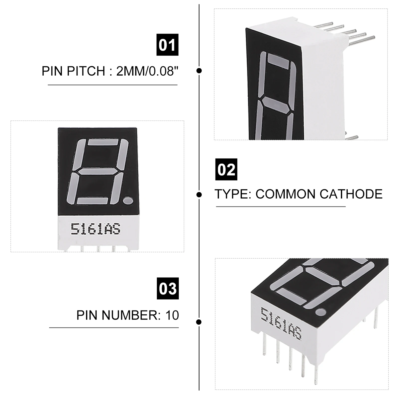 20pcs Light Digital Tube 0.5 Inch Common Anode High Brightness LED Display Common Indicator Lamp