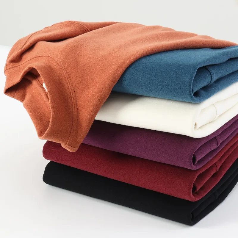Men's Half High Neck Thermal Shirt Double Brushed Fleece Winter Solid Color Long Sleeve Base Layer Warm Elastic Pullover Top