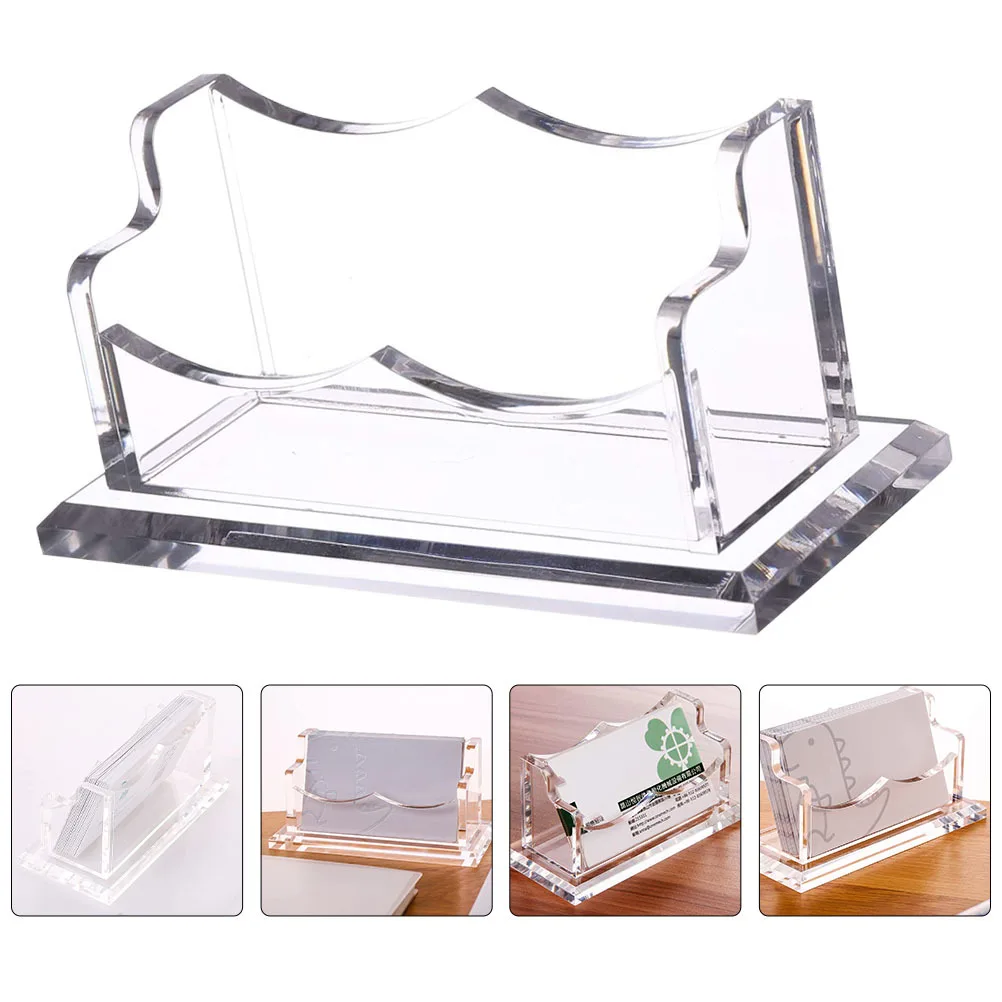Single Layer Clear Desktop Business Cards Holder Name Cards Storage Box Acrylic Office Supplies Organizer
