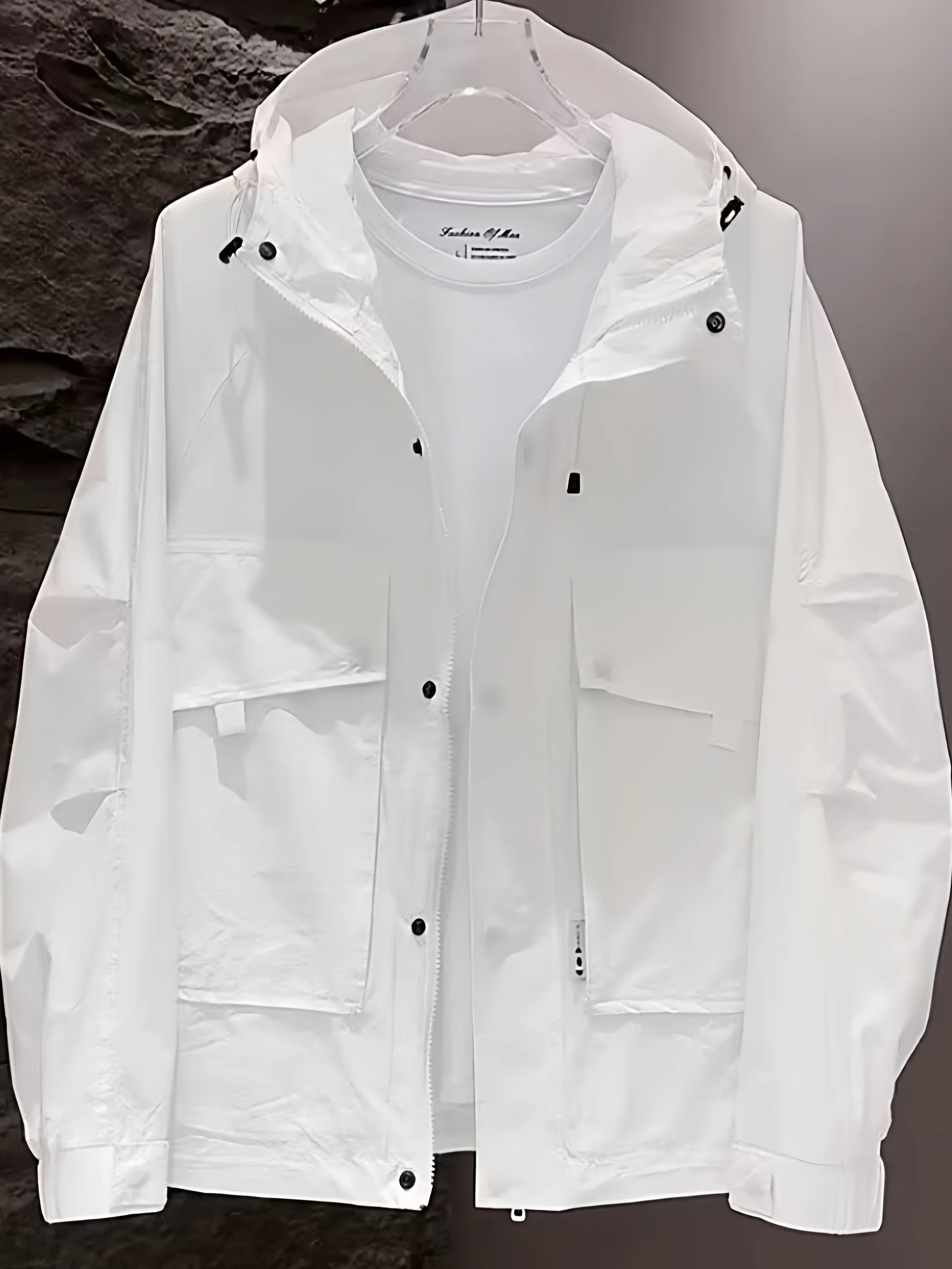 

Men's Hooded Jaet Spring Autumn New Sle Windproof Faion Simple Large ket Workwear Outerwear Stand Fit Zipper Deco...