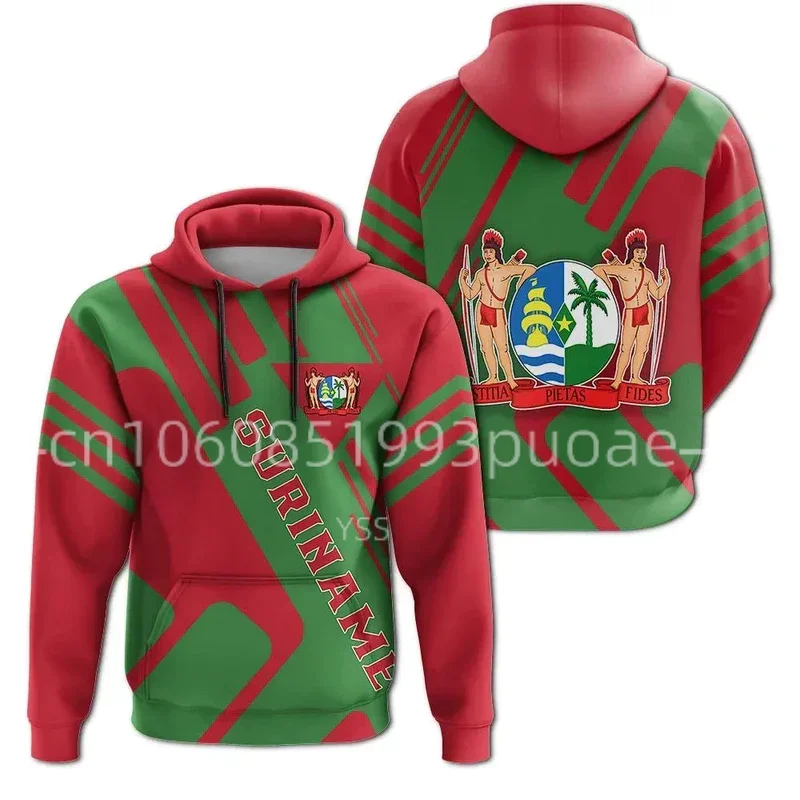 2024 New Men's Hoodie Suriname Island Retro Pullover Men's/Women's Sportswear Jacket 3D Printed Street Hoodie