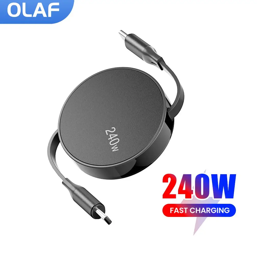 Kabel USB C do USB C PD o mocy 240 W do iPhone'a 15 Pro Max PD Szybkie ładowanie danych Wysuwany kabel ładowarki typu C do notebooka