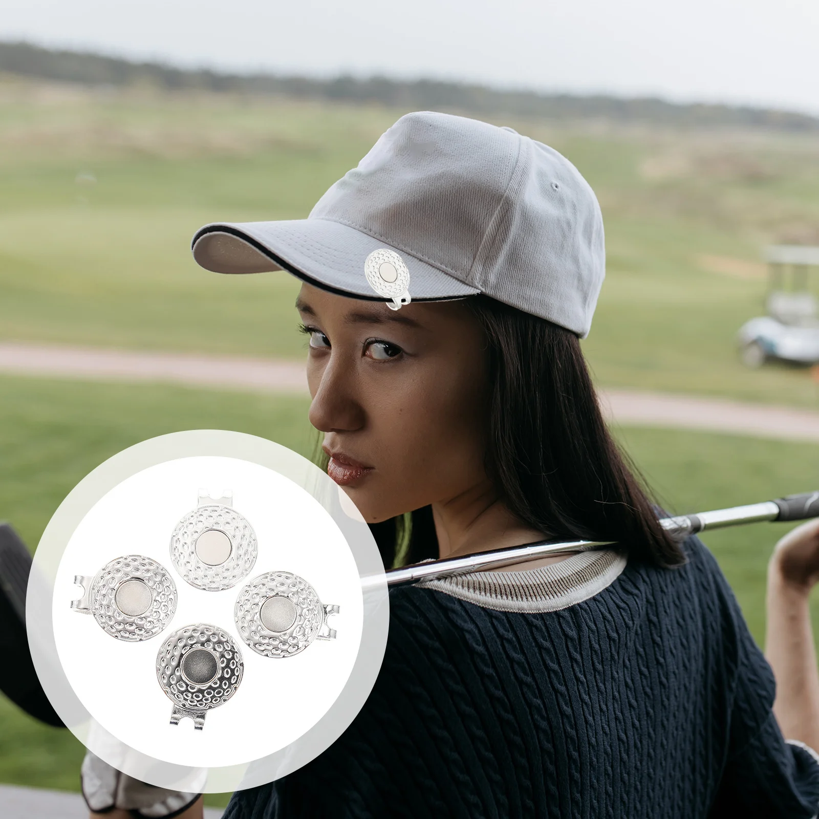 4 قطعة كرة جولف ماركر كليب سبائك الزنك خفيفة الوزن دائم قبعة جولف كليب الغولف العرض ماركر المشبك المشبك للقبعة #3